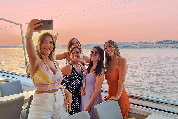 FRS Sunset Cruise - Female Group on a boat do a selfie