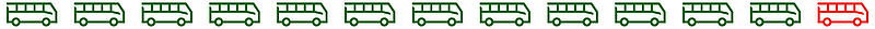 A row of green bus icons.