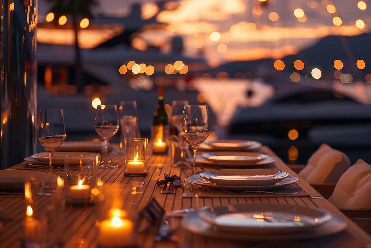 Ein Esstisch auf See