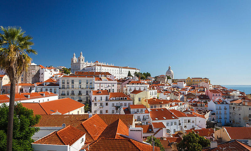 Panoramic view of the Alfama district in Lisbon