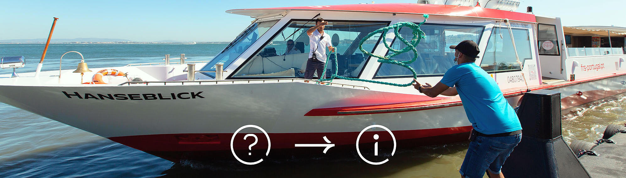 Mooring maneuver of the ferry at the pier.