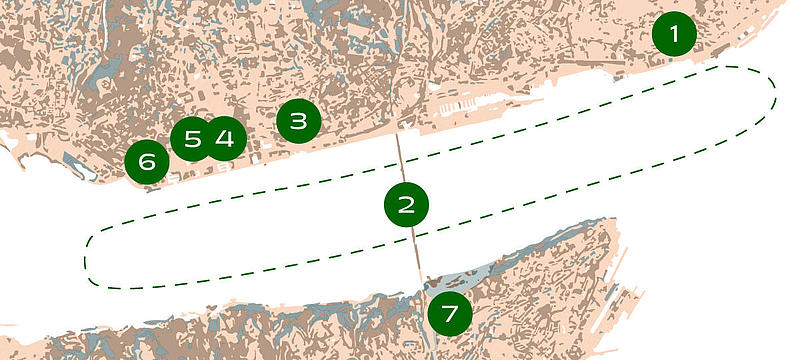 Overview of the points of interest along the route on the Tagus River.